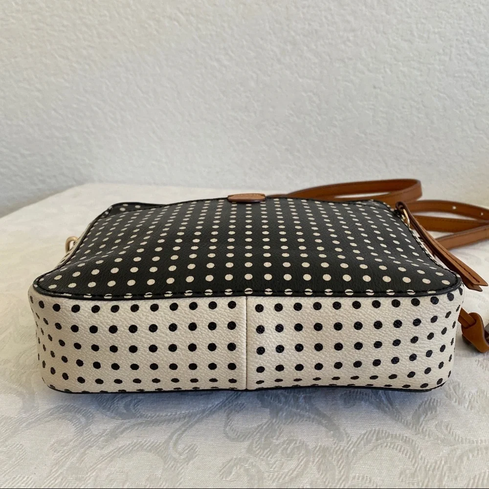 Fossil double zip polka dot crossbody bag